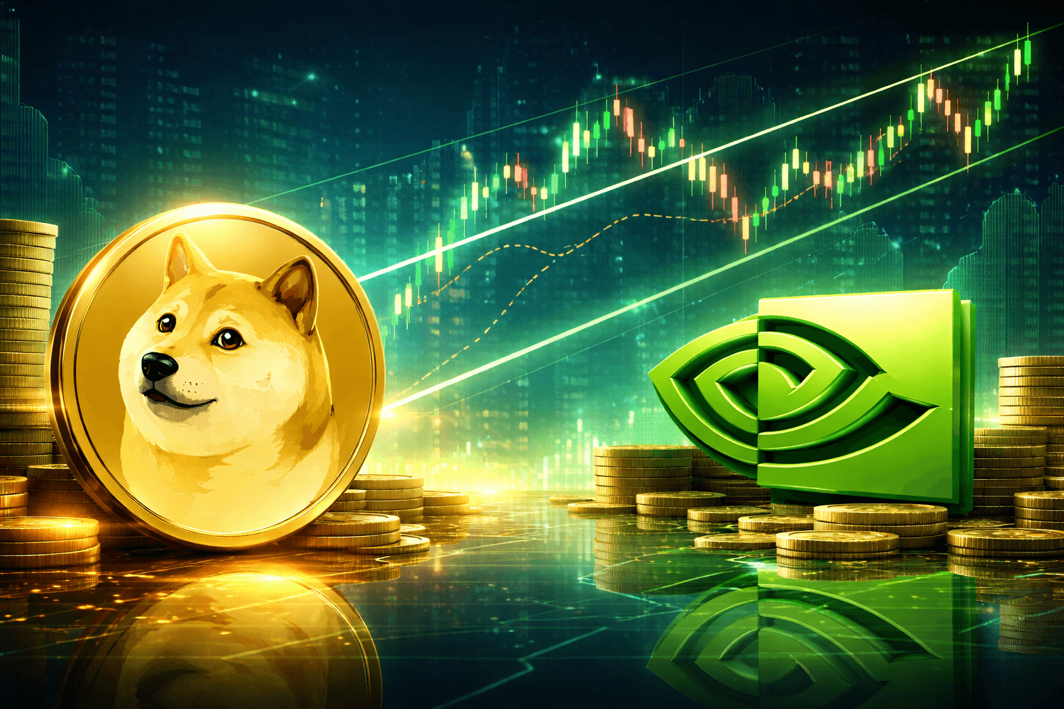 ¿Rotación de capital? Dogecoin vs. Nvidia en el radar de los traders