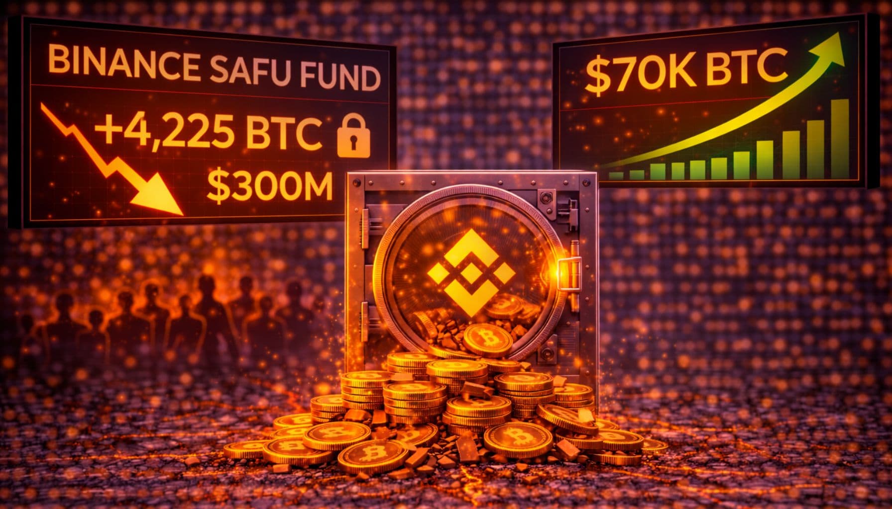 Binance suma 4.225 Bitcoin a su fondo SAFU tras repunte a $70K
